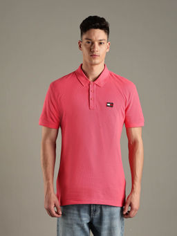 Tommy Hilfiger - Pink Solid Regular Fit Cotton Polo T-shirt