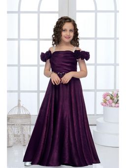 Lagorii - Purple Crepe Embellished Gown
