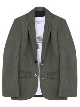 CHARCHIT - Green Cotton Blend Typography Blazer With T-Shirt