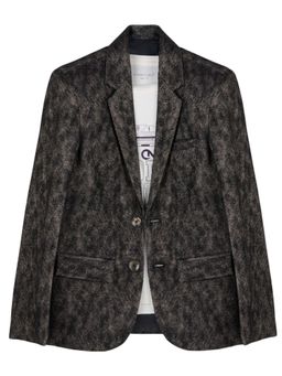 CHARCHIT - Black Cotton Blend Typography Blazer With T-Shirt