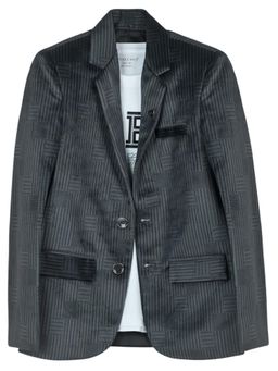 CHARCHIT - Green Cotton Blend Typography Blazer With T-Shirt