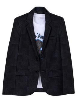 CHARCHIT - Black Cotton Blend Typography Blazer With T-Shirt