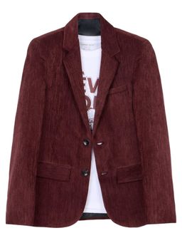 CHARCHIT - Maroon Cotton Blend Typography Blazer With T-Shirt