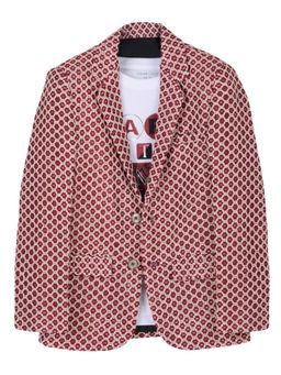 CHARCHIT - Maroon Cotton Blend Typography Blazer With T-Shirt