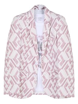 CAVIO - Pink Cotton Blend Typography Blazer With T-Shirt