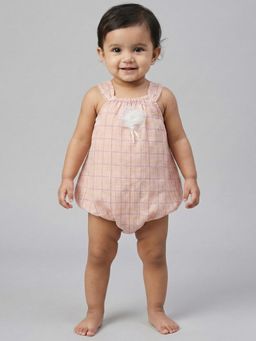 Creative Kids - Peach Polyester Checks Onesie