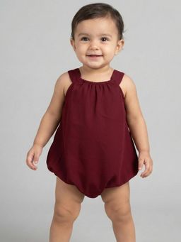 Creative Kids - Maroon Polyester Solid Onesie