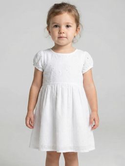 Creative Kids - White Cotton Embroidered Dress