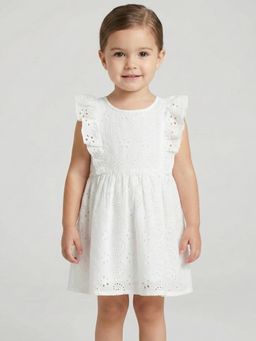 Creative Kids - White Cotton Embroidered Dress