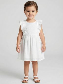 Creative Kids - White Cotton Embroidered Dress