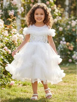 Creative Kids - White Satin Embellished Dress