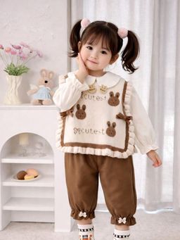 Little Surprise Box - Cream Blended Solid Sweater With Top & Joggers