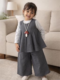 Little Surprise Box - Grey Blended Solid Top With T-Shirt & Pant