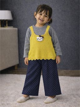 Little Surprise Box - Yellow Blended Solid Top With T-Shirt & Pant