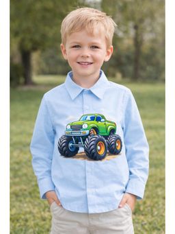 ZIP ZAP ZOOP - Blue Cotton Printed Shirt