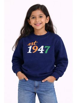 ZIP ZAP ZOOP - Navy Blue Cotton Typography Sweatshirt