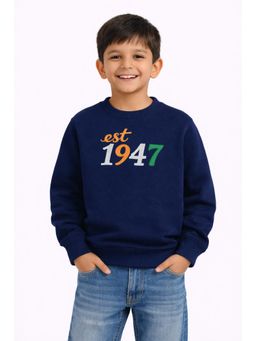 ZIP ZAP ZOOP - Navy Blue Cotton Typography Sweatshirt