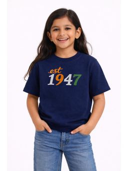 ZIP ZAP ZOOP - Navy Blue Cotton Typography T-Shirt