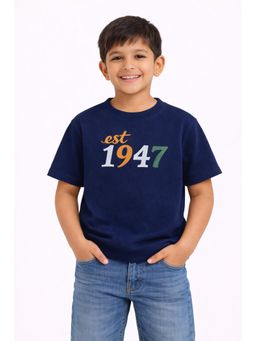 ZIP ZAP ZOOP - Navy Blue Cotton Typography T-Shirt