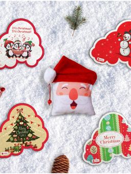 Indigifts - Xmas Gifts Cloud Fridge Magnet and Reversible Santa Soft Toy