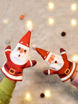 Indigifts - Christmas Gift Hamper for Fun Santa Printed Red Hand Puppet