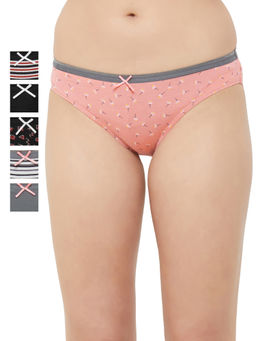 SOIE - Women's Print & Solid Brief Panty Combo - Multi-Color (Pack of 6)
