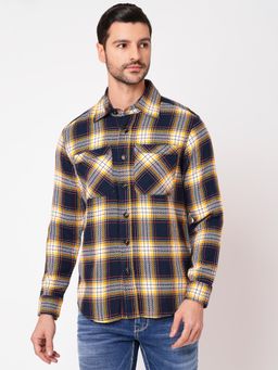 ROOKIES - Men Yellow Stylish Slim Fit Cotton Checks Casual Shirt