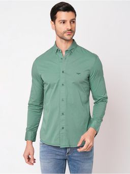 ROOKIES - Men Aqua Stylish Slim Fit Cotton Spandex Solid Casual Shirt