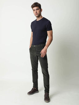 Rare Rabbit - Solid Green Casual Trousers