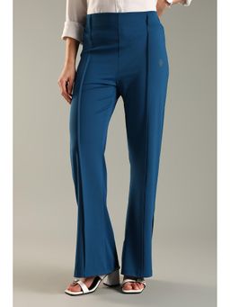 DOMIN8 - Women Flared Workleisure Formal Trouser - Blue