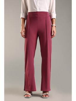 DOMIN8 - Women Flared Workleisure Formal Trouser - Burgundy
