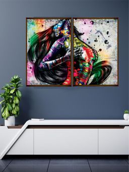 The Art House - Abstract Painting Multicolor (Set of 2) (40X30 Inches)