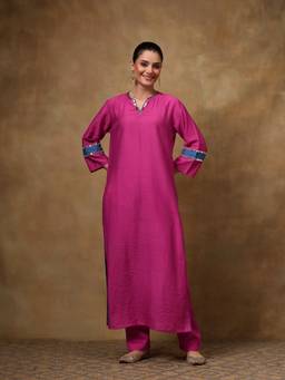 TAHILIYA - Pink Cotton Silk Straight Sequins Kurta