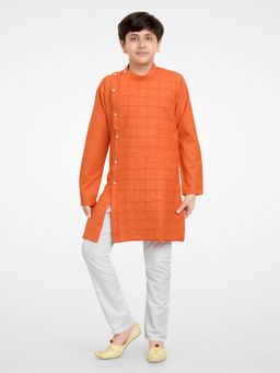 Jeetethnics - Boys Orange Kurta Pyjama (Set of 2)