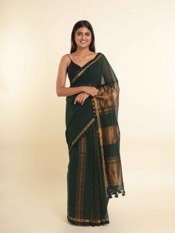 Suta - Green Stripes Cotton Blend Saree