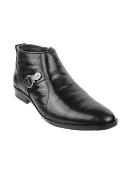 Mochi - Mens Black Boots Mochi Black Leather Solid Moccasin Toe