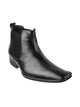 Metro - Mens Black Boots Metro Black Leather Solid Casual Boots