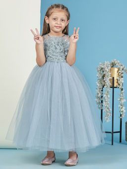 Toy Balloon Kids - Grey Full Length Girls Party Wear Gown