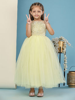 Toy Balloon Kids - Yellow Full Length Girls Party Wear Gown