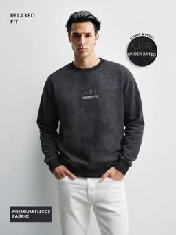 The Indian Garage Co - Men Relaxed Fit Typography Crew Neck Full Sleeves Sweatshirt - Black