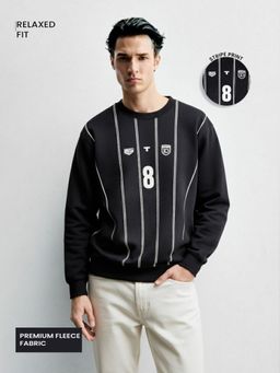 The Indian Garage Co - Men Relaxed Fit Printed Crew Neck Full Sleeves Sweatshirt - Black