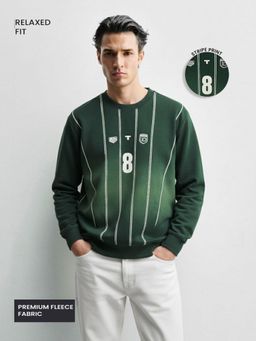 The Indian Garage Co - Men Relaxed Fit Printed Crew Neck Full Sleeves Sweatshirt - Green