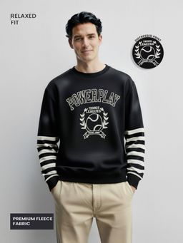The Indian Garage Co - Men Relaxed Fit Crew Neck Full Sleeves Sweatshirt - Black