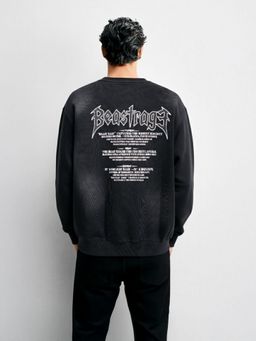 The Indian Garage Co - Men Relaxed Fit Graphic Crew Neck Full Sleeves Sweatshirt - Black