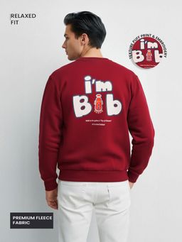 The Indian Garage Co - Men Relaxed Fit Embroider Crew Neck Full Sleeves Sweatshirt - Red