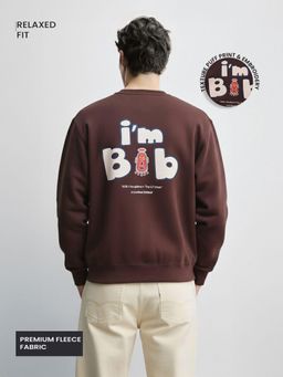 The Indian Garage Co - Men Relaxed Fit Embroider Crew Neck Full Sleeves Sweatshirt - Brown