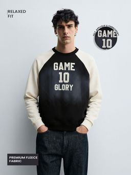 The Indian Garage Co - Men Relaxed Fit Typography Crew Neck Full Sleeves Sweatshirt - Black