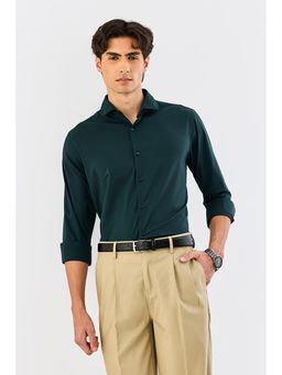 Snitch - Dark Green Solid Full Sleeves Slim Formal Luxe Shirt for Men
