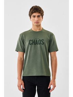 Snitch - Green Typography Half Sleeves Regular Casual T-shirt for Men