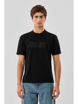 Snitch - Black Typography Half Sleeves Regular Casual T-shirt for Men